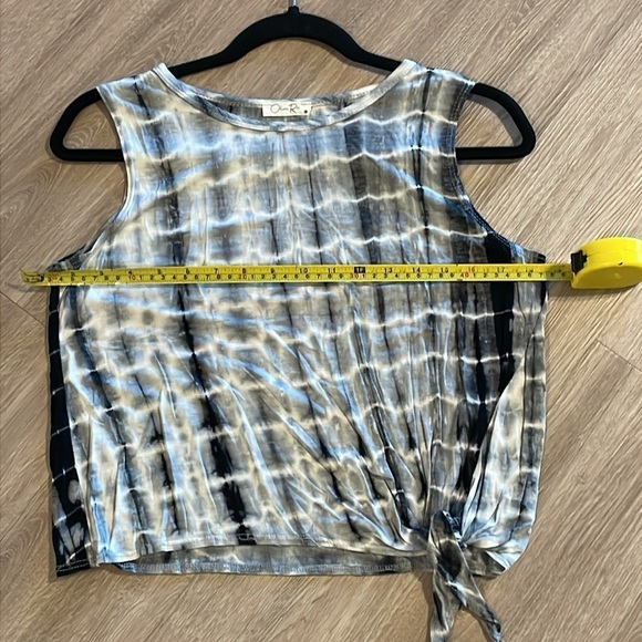 Olivia Rea Women’s Cropped Tank Top Large Grey & White Tie Dye Bohemian Festival - Picture 9 of 12